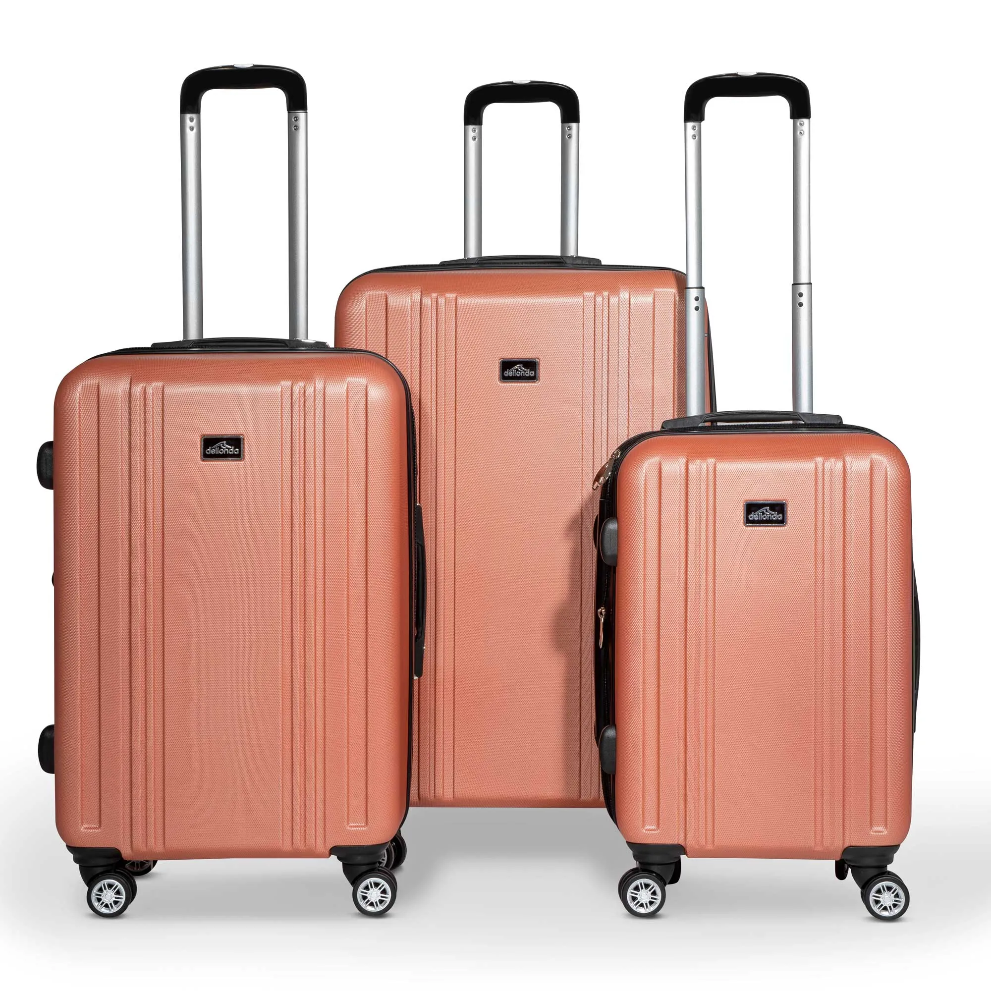 3 Piece Lightweight Luggage Suitcase Trolley Set ABS TSA Lock - Rose Gold - DL125