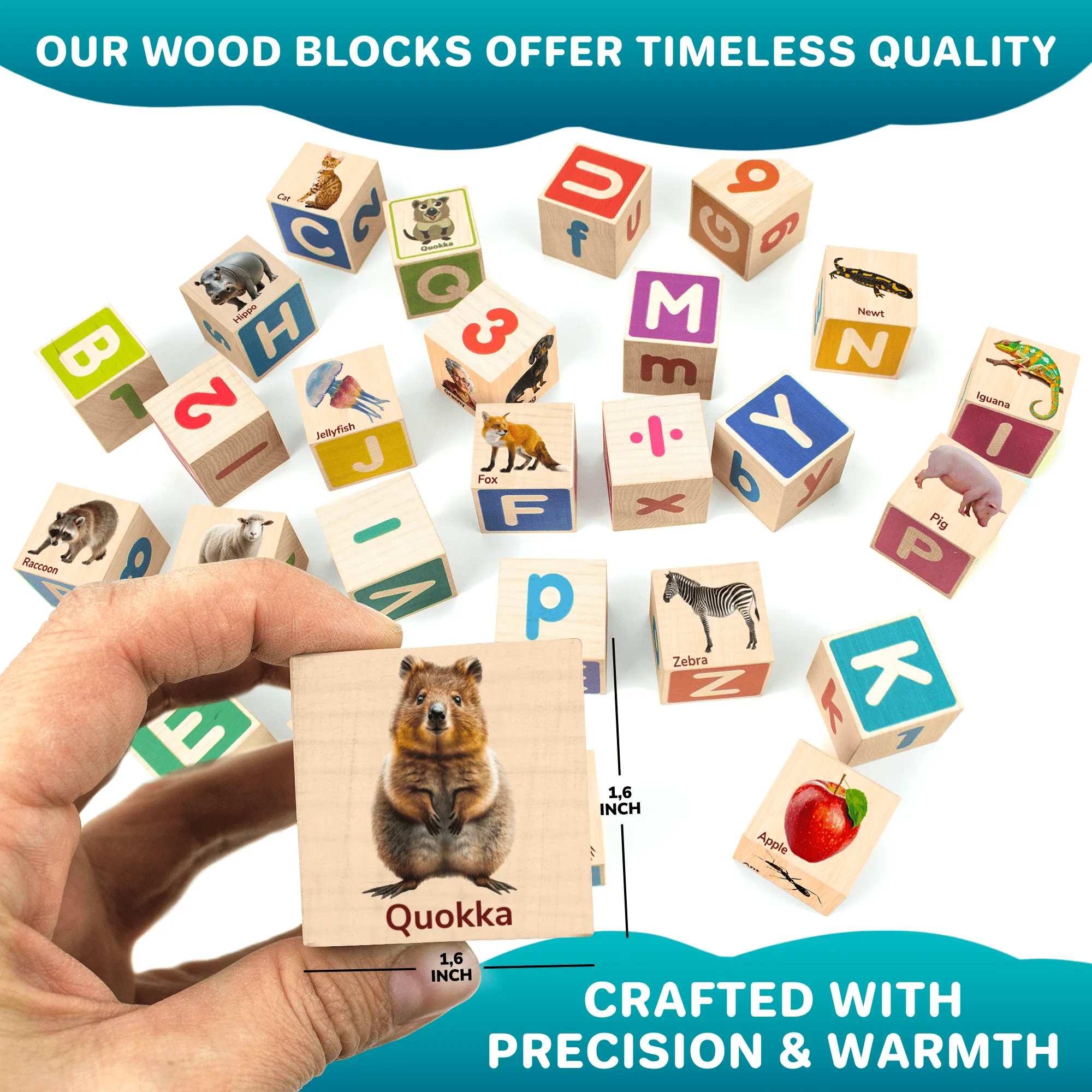 35 Realistic ABC Montessori Wooden Blocks for Toddlers