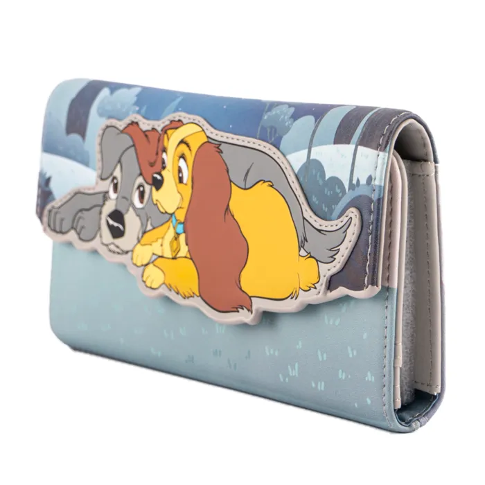 4" Disney : Lady and the Tramp - Wet Cement Faux Leather Flap Wallet Loungefly