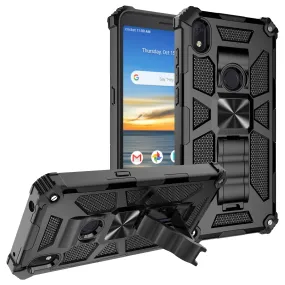 Alcatel Lumos Case/AT&T Alcatel Axel Case [Military Grade] Ring Car Mount Kickstand Hybrid Hard PC Soft TPU Shockproof Protective Case - Black