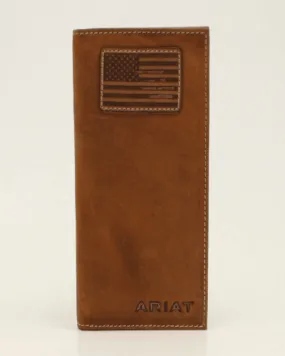 Ariat Brown Flag Logo Rodeo Wallet Checkbook Cover A3548344