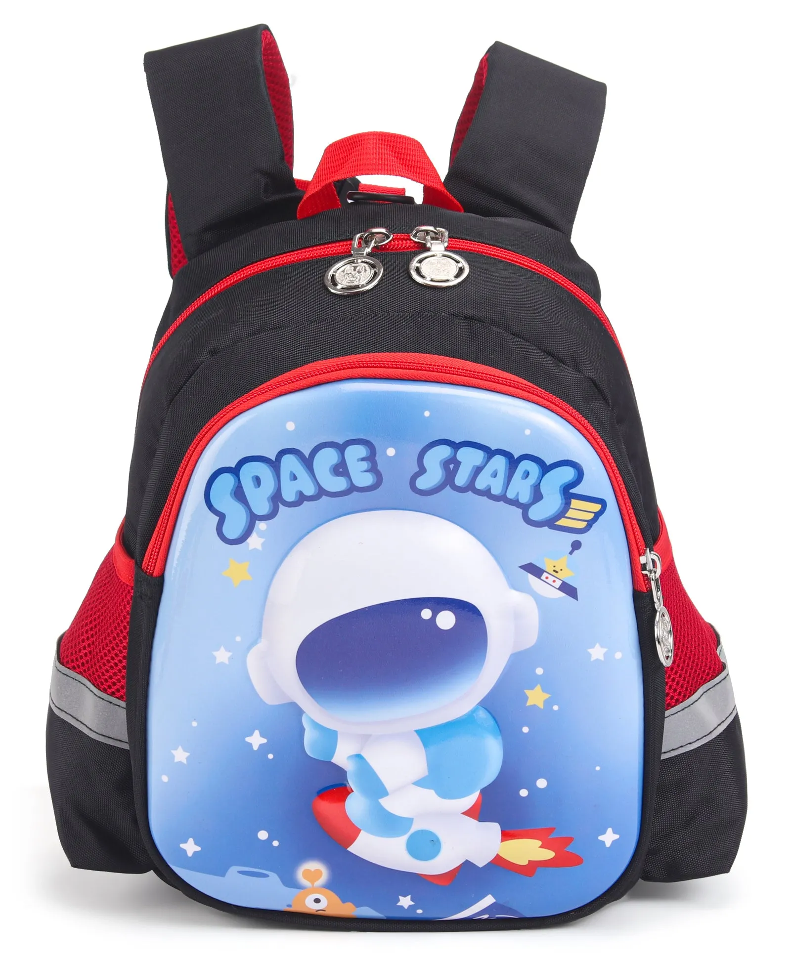 Astronaut Print Hard Case Backpack - Black & Red