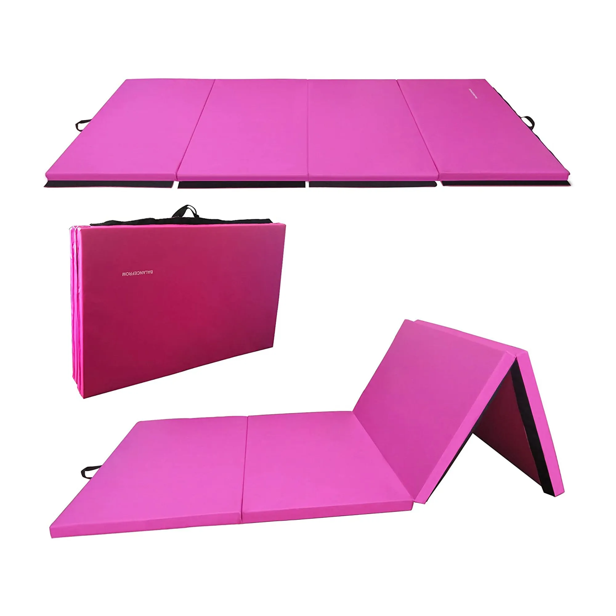 BalanceFrom Fitness All Purpose Mat with 8 Ft Balance Beam Gymnastic Set, Pink