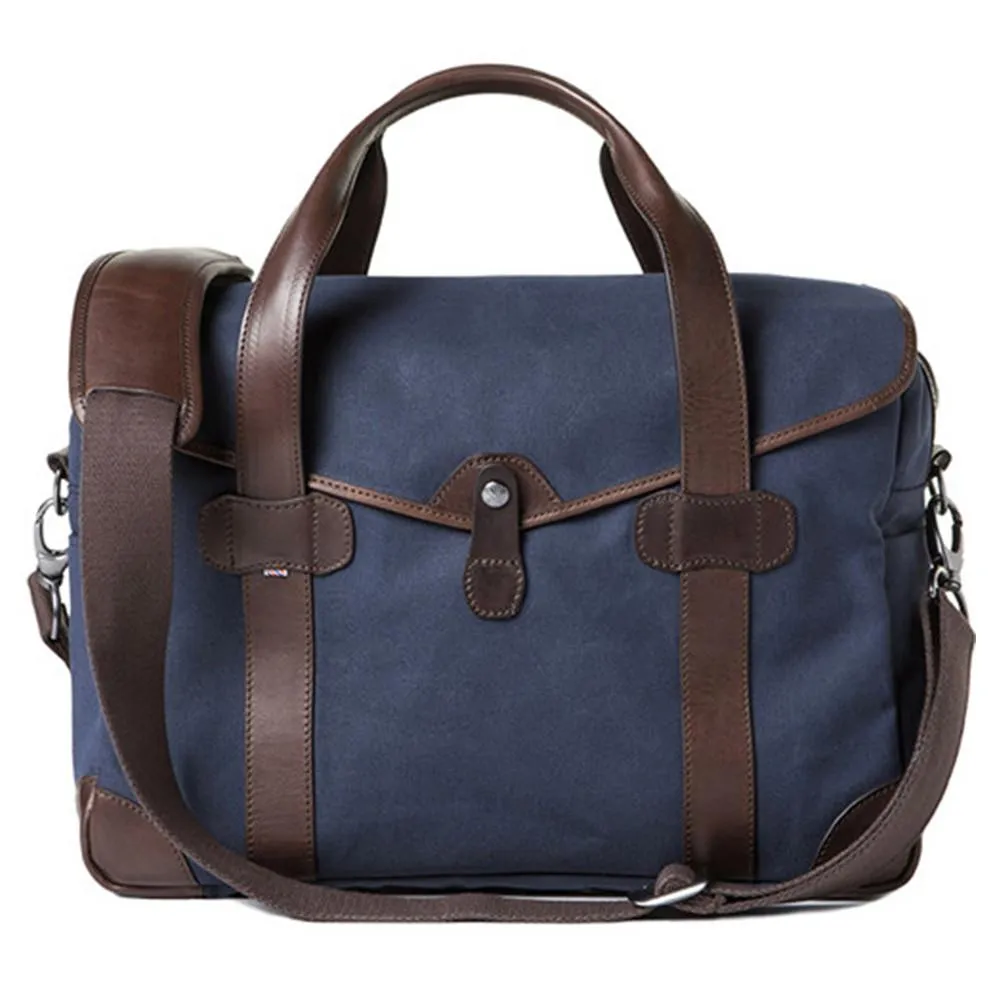 Barber Shop "Bob Cut" Medium Messenger Camera Bag (Canvas & Leather, Blue & Brown)