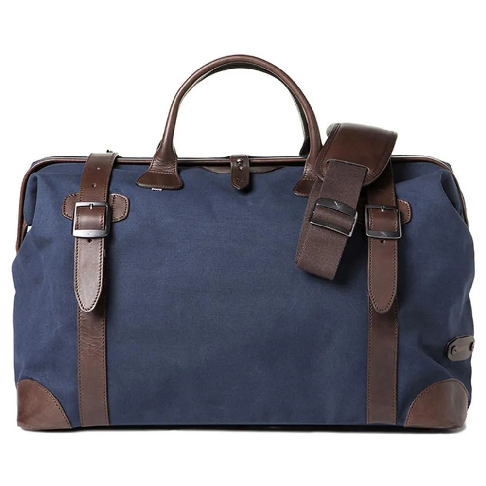 Barber Shop "Quiff" Doctor Traveler Camera Bag (Canvas & Leather, Blue & Dark Brown)