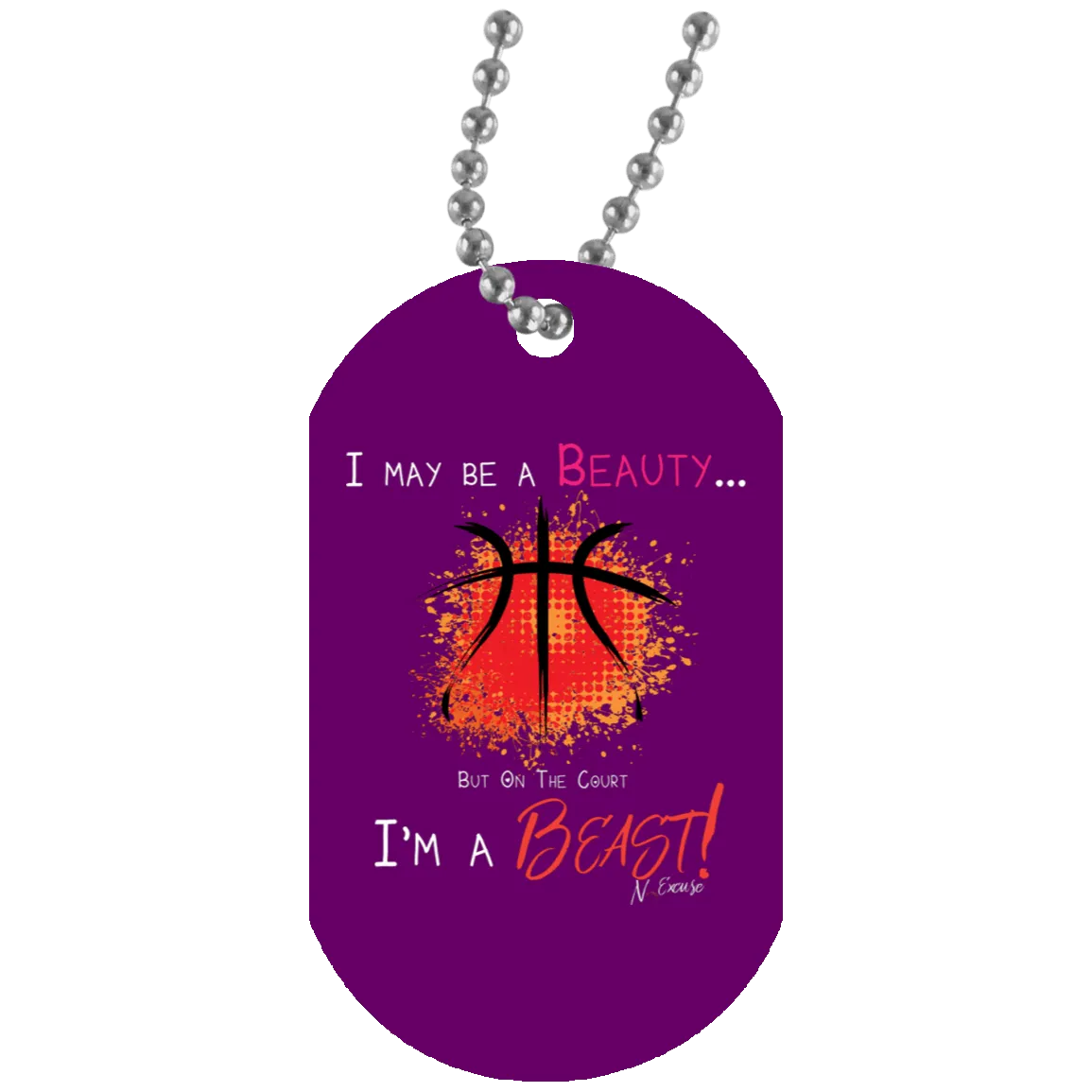 Basketball Beast Girls Basketball Dog Tag by NoExcuse Apparel