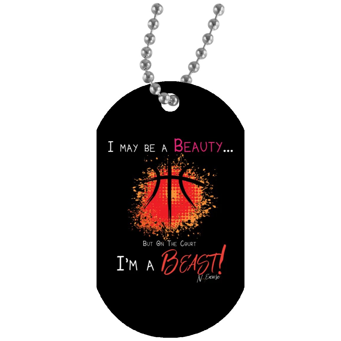 Basketball Beast Girls Basketball Dog Tag by NoExcuse Apparel