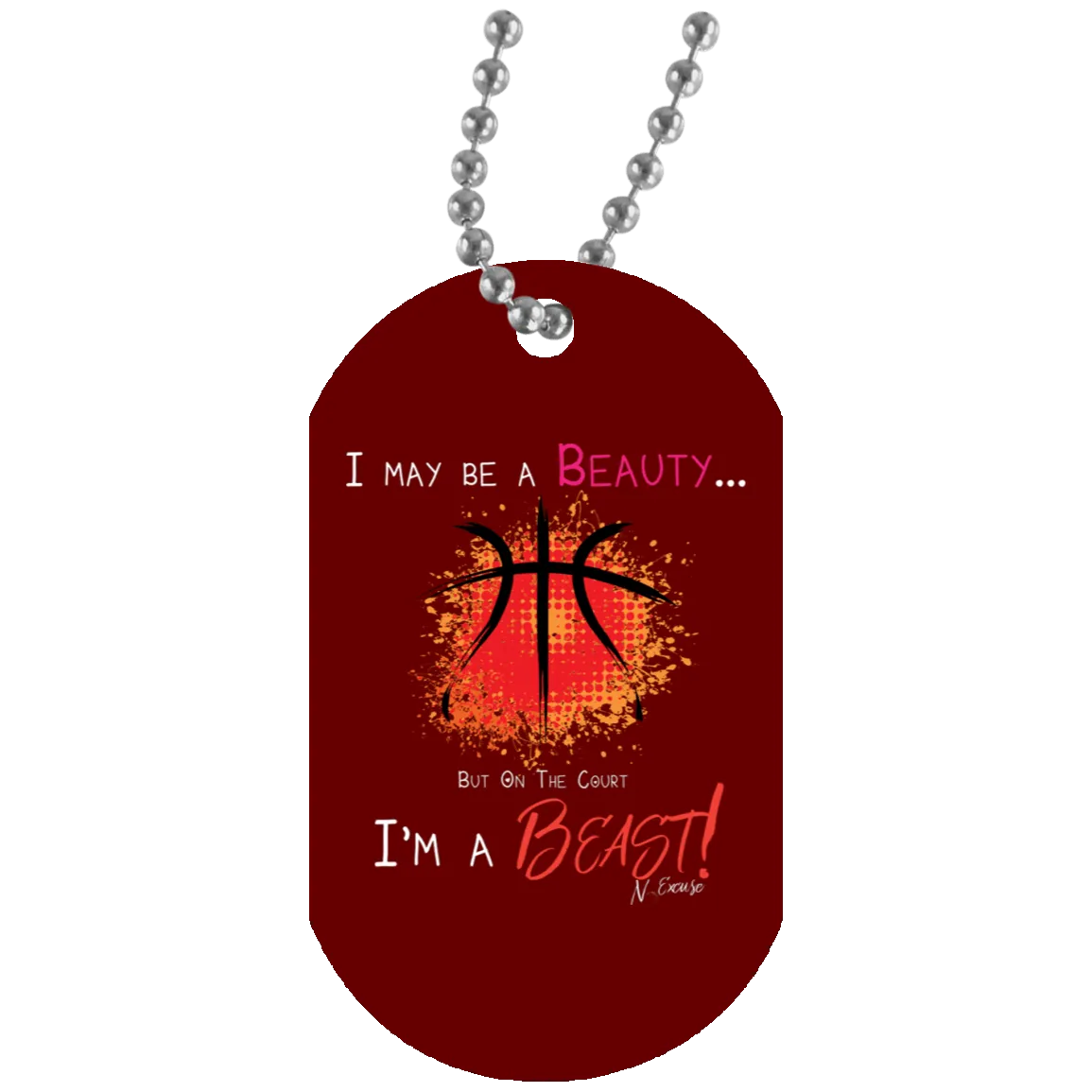 Basketball Beast Girls Basketball Dog Tag by NoExcuse Apparel