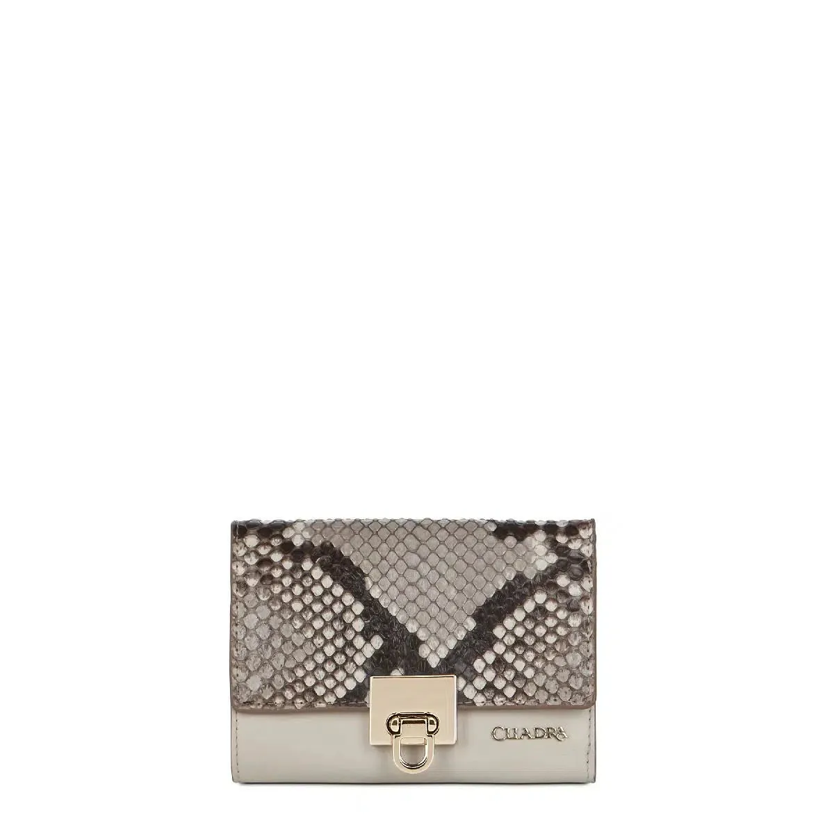 BD197PI - Cuadra  grey small fashion woven pyThon tri fold wallet for women