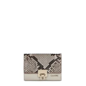 BD197PI - Cuadra  grey small fashion woven pyThon tri fold wallet for women