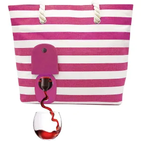 Beach Wine Purse/Tote With Hidden, Leakproof & Insulated Compartment, Holds 2 Bottles