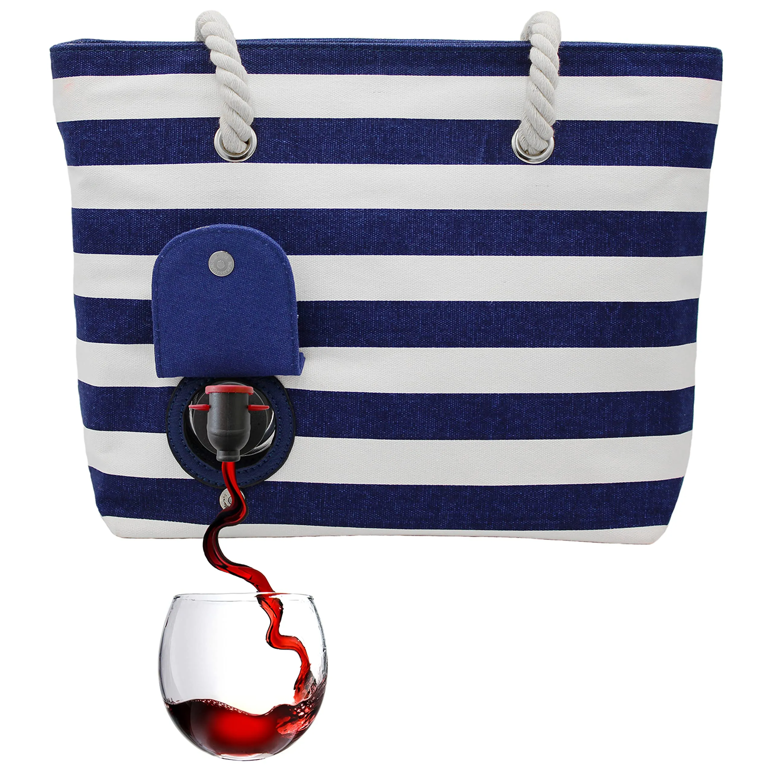 Beach Wine Purse/Tote With Hidden, Leakproof & Insulated Compartment, Holds 2 Bottles