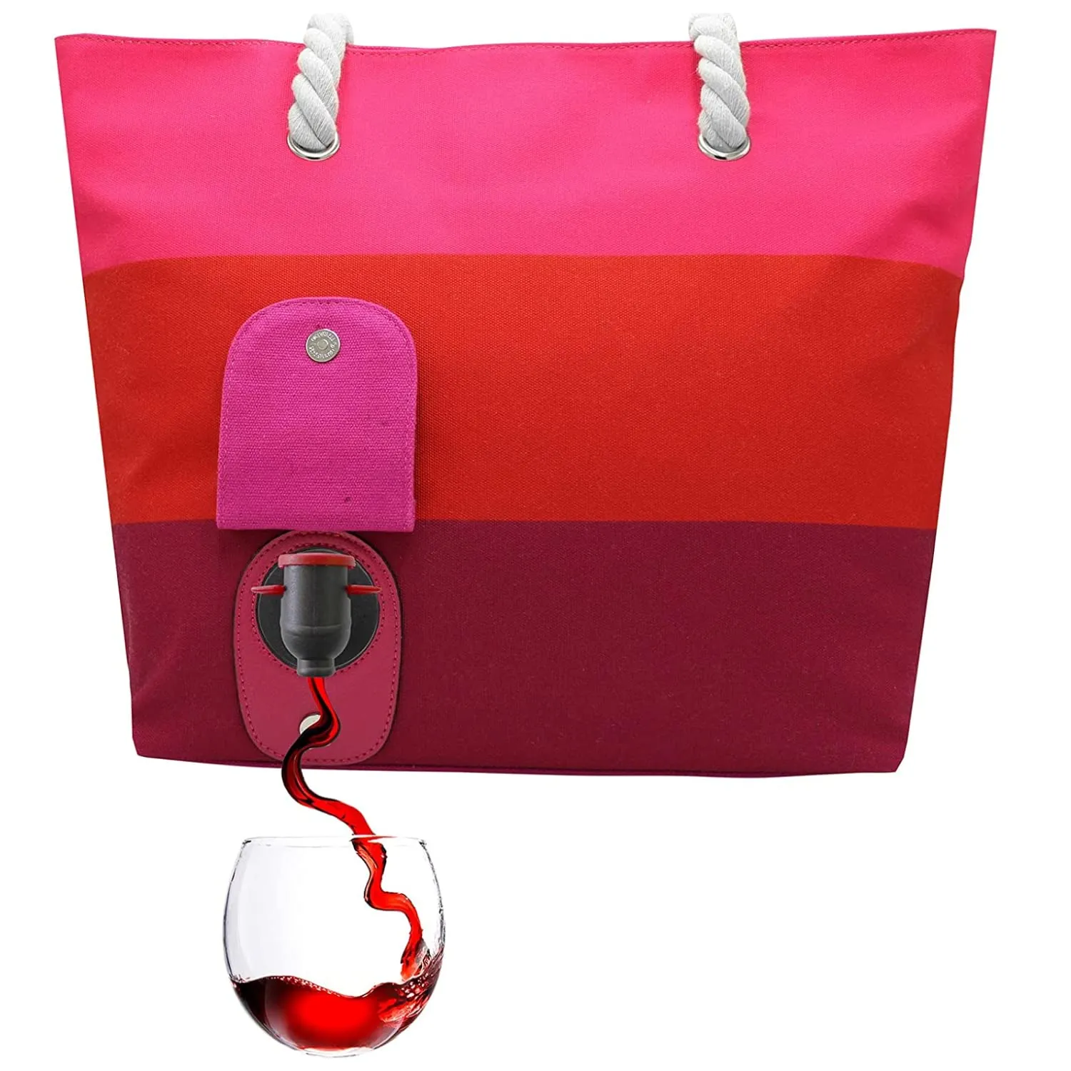 Beach Wine Purse/Tote With Hidden, Leakproof & Insulated Compartment, Holds 2 Bottles