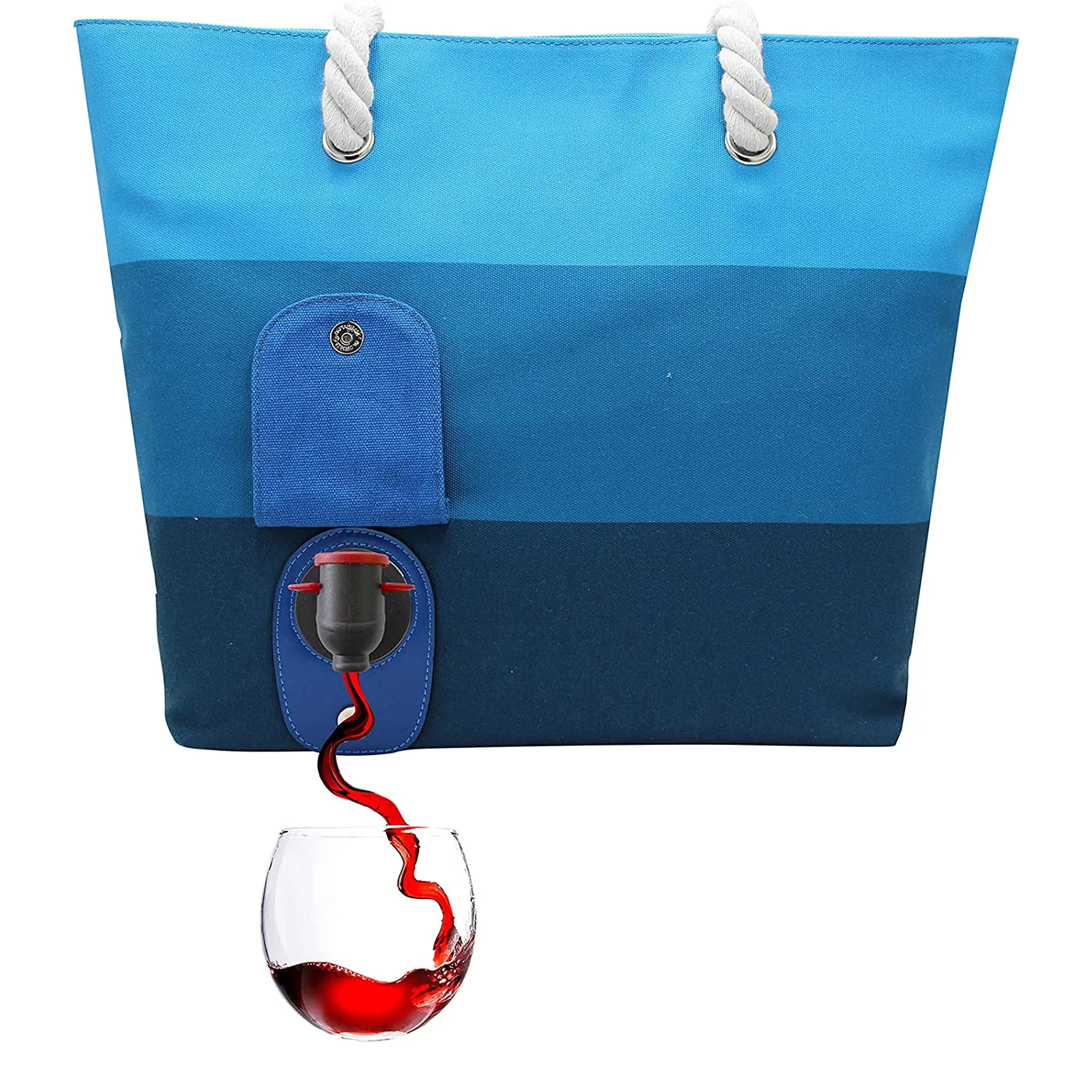 Beach Wine Purse/Tote With Hidden, Leakproof & Insulated Compartment, Holds 2 Bottles