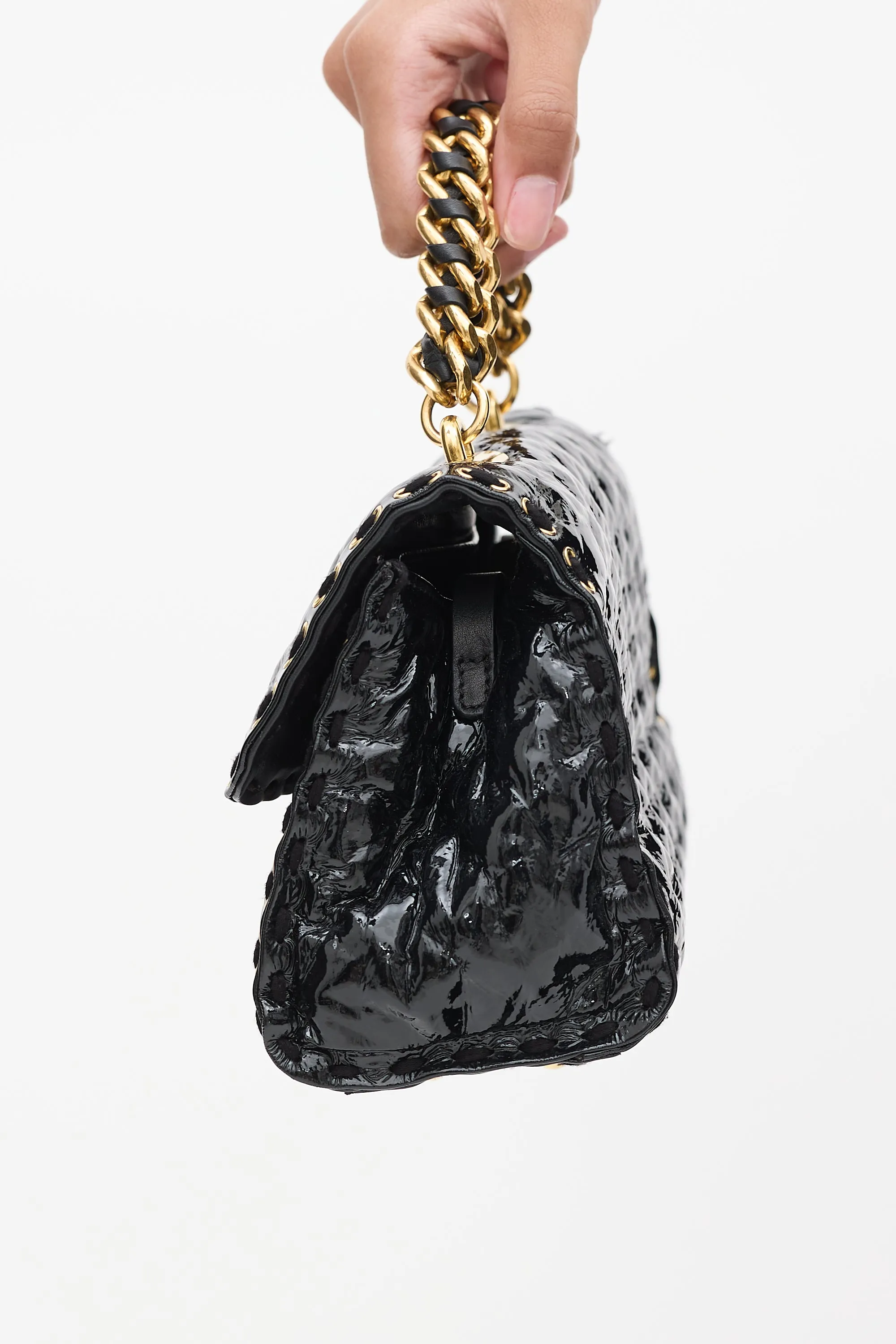 Black Patent Leather Small Faubourg Chain Flap Bag