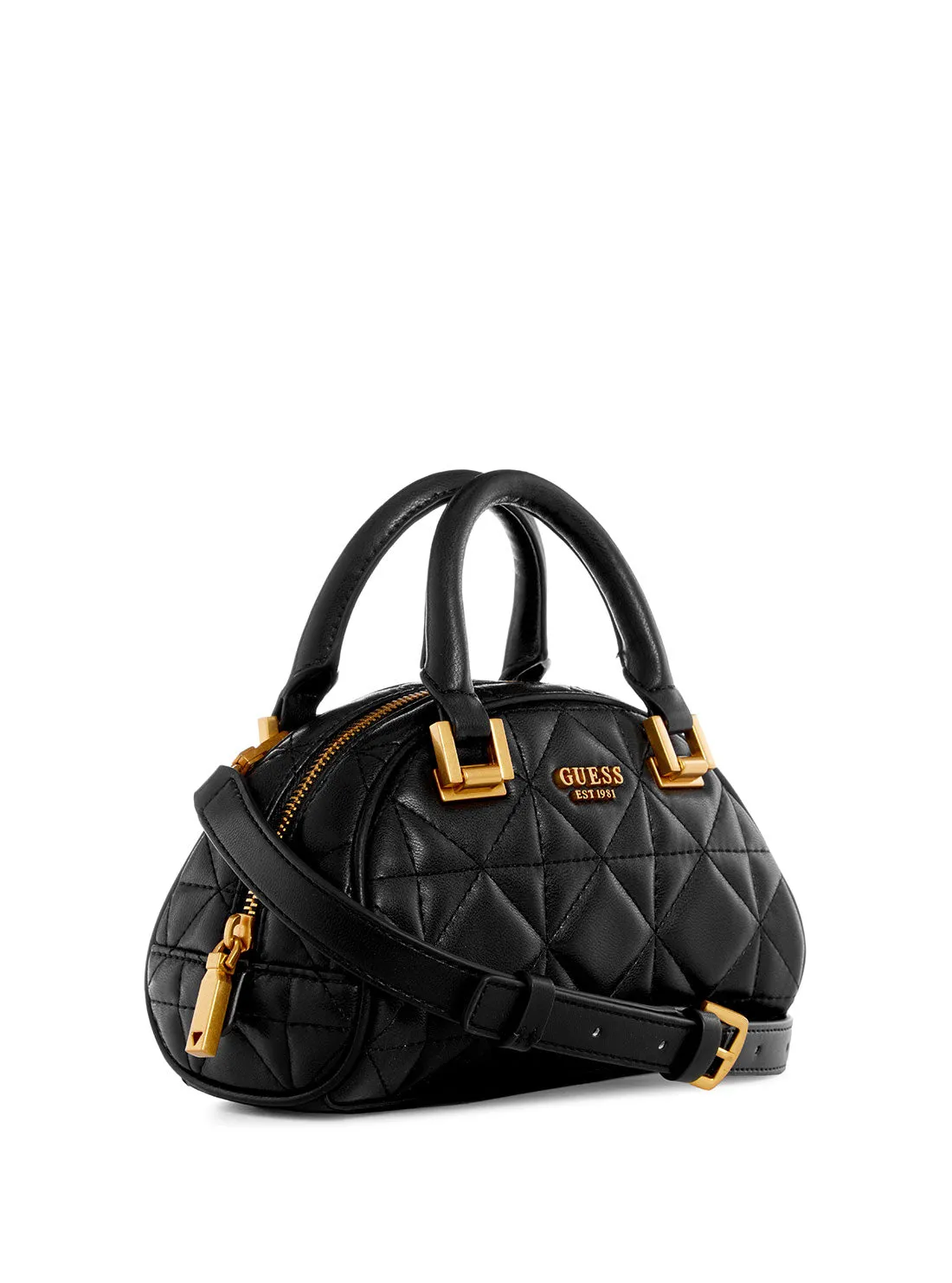 Black Quilted Mildred Mini Bowler Bag