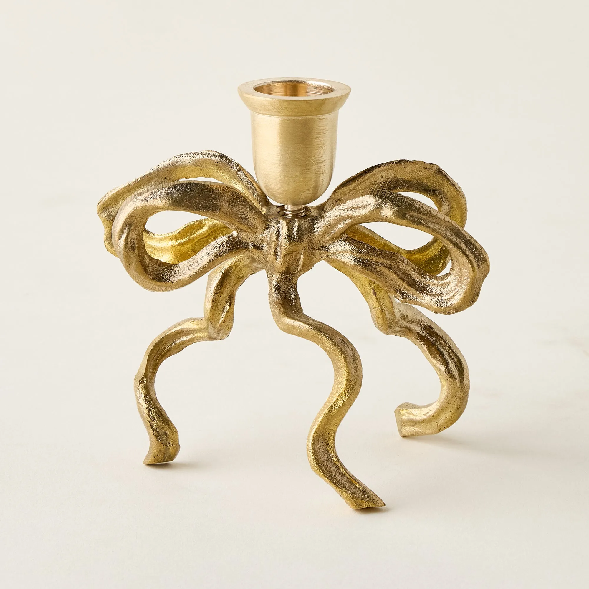 Brass Bow Candle Holder