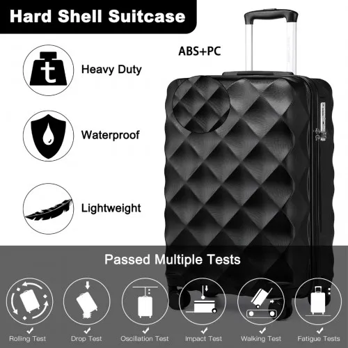 British Traveller 20-Inch Ultralight ABS & Polycarbonate Suitcase with TSA Lock - Black | Lightweight & Durable Travel Companion