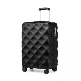 British Traveller 20-Inch Ultralight ABS & Polycarbonate Suitcase with TSA Lock - Black | Lightweight & Durable Travel Companion