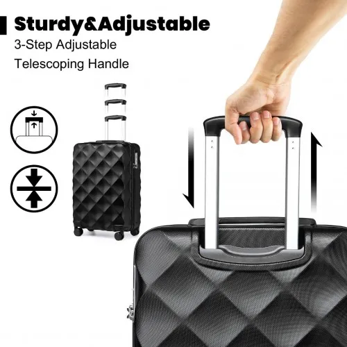 British Traveller 20-Inch Ultralight ABS & Polycarbonate Suitcase with TSA Lock - Black | Lightweight & Durable Travel Companion