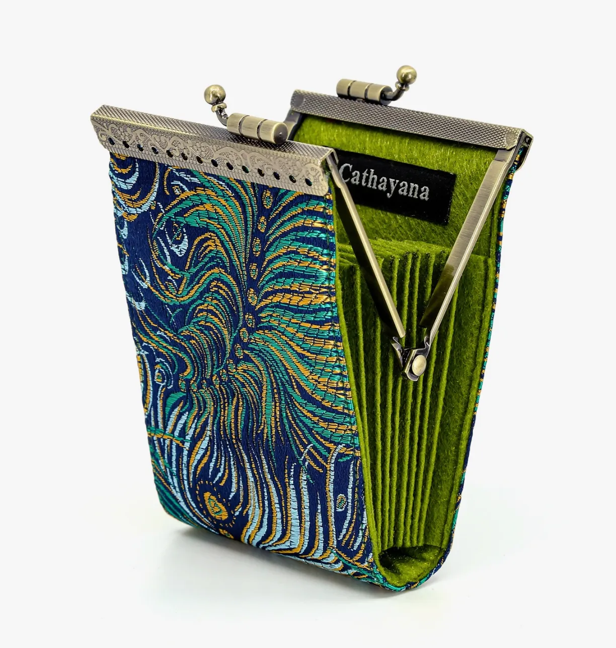 Brocade Peacock Card Holder