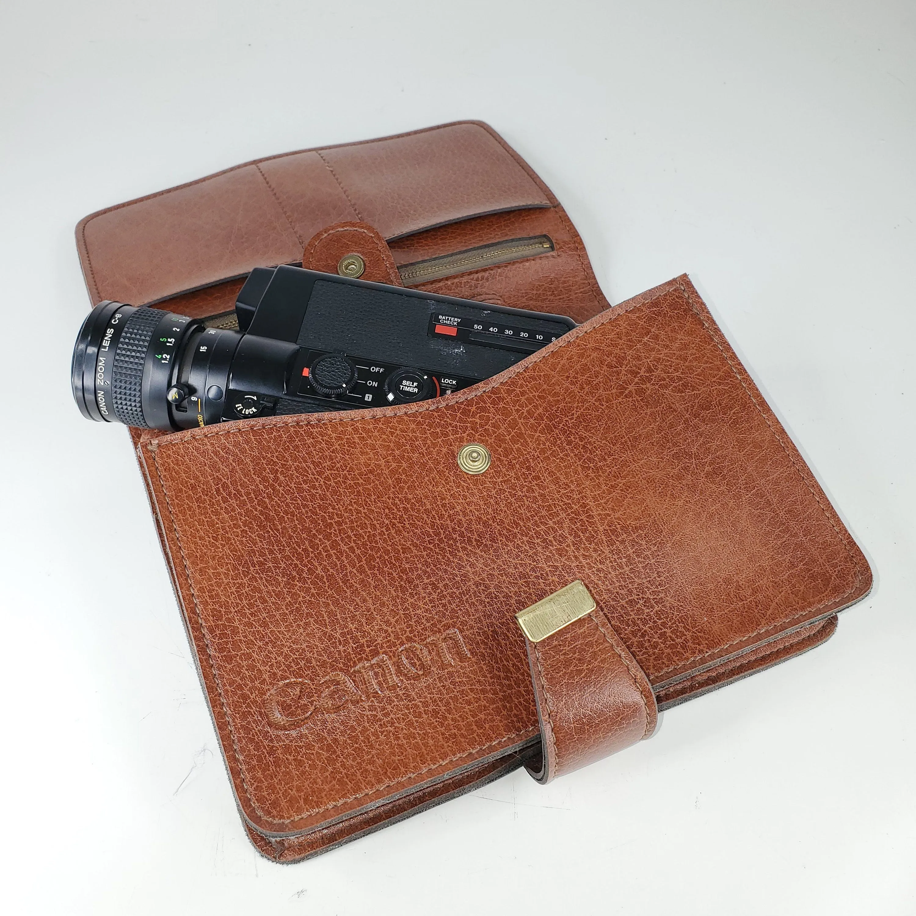 Canon 514XL Super 8 Camera Professionally Serviced and Fully Tested With Premium Italian 1970's Leather bag