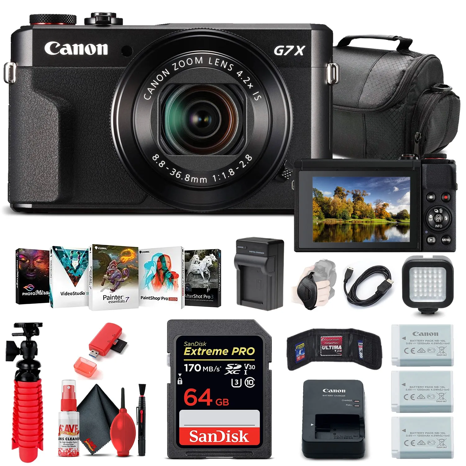 Canon PowerShot G7 X Mark II Digital Camera (1066C001)   64GB Card   Extra Battery Bundle