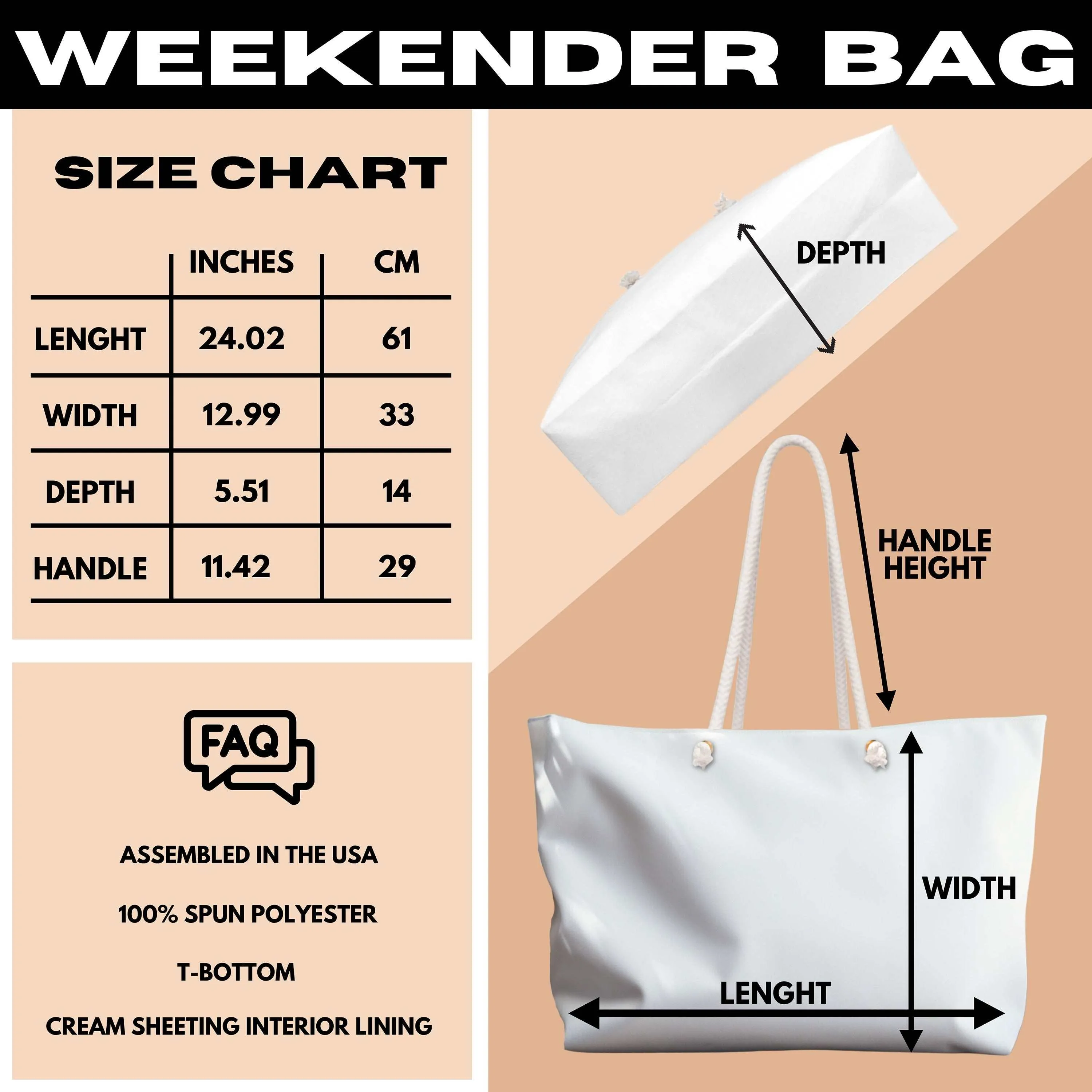 Canvas Weekender Tote Bag for Travel