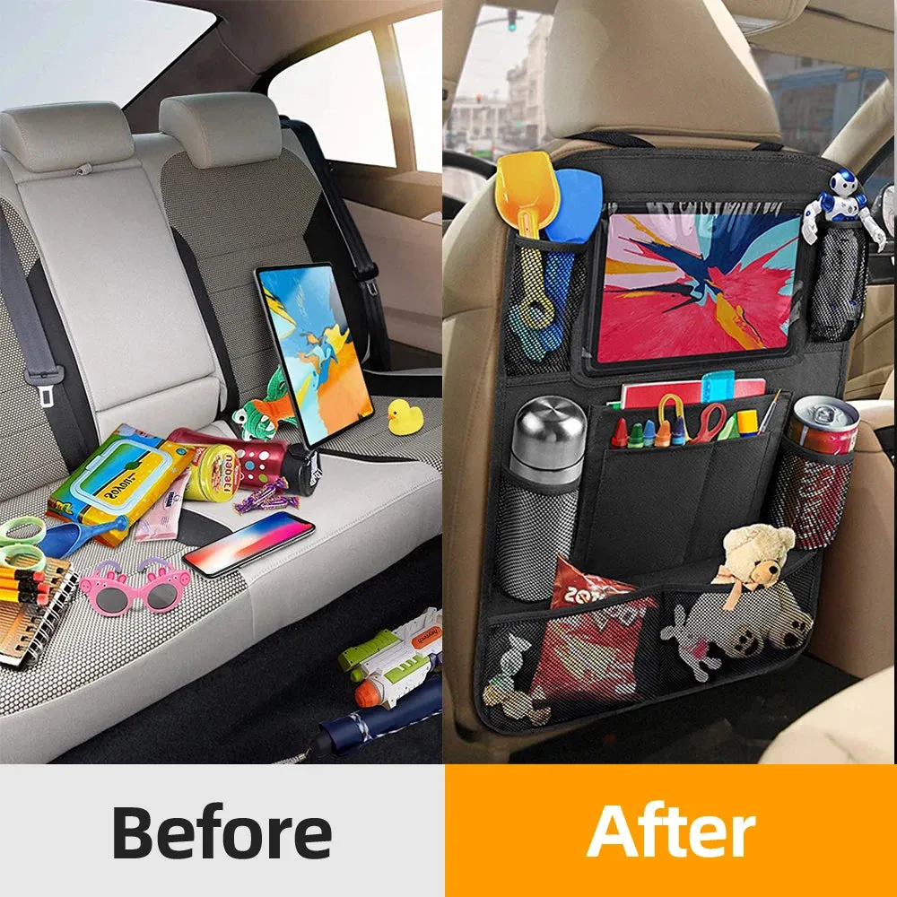 Car Backseat Organizer with Touch Screen Tablet Holder Auto Storage Pockets Cover Car Seat Back Protectors Car Accessories