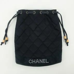 Chanel Cotton Quilted Drawstring Pouch Bag #2469