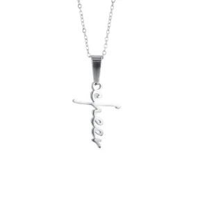 Cheerleader Cross Necklace | Cheer Script | Stainless Steel