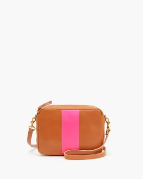 Clare V - Midi Sac in Natural Rustic w/ Neon Pink Stripe