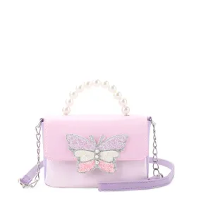 Color Block Butterfly Patent Flap Front Crossbody Bag