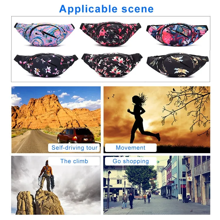 Color Printing Multi-function Casual Pockets Ladies Outdoor Purse Waist Bag(Dragonfly Pattern)