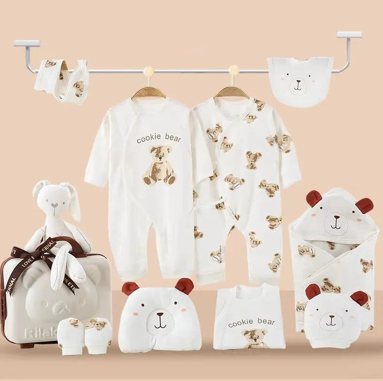 Cookie Bear 26-Piece Newborn Clothing Gift Set – Cozy Bear-Themed Essentials for Babies