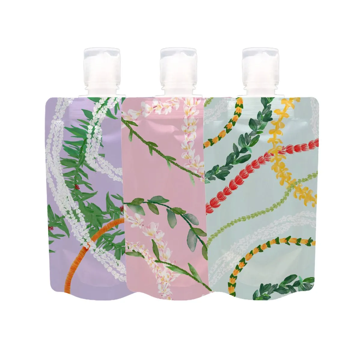 Cool Tones Tropical Lei Travel Pouch, Set of 3