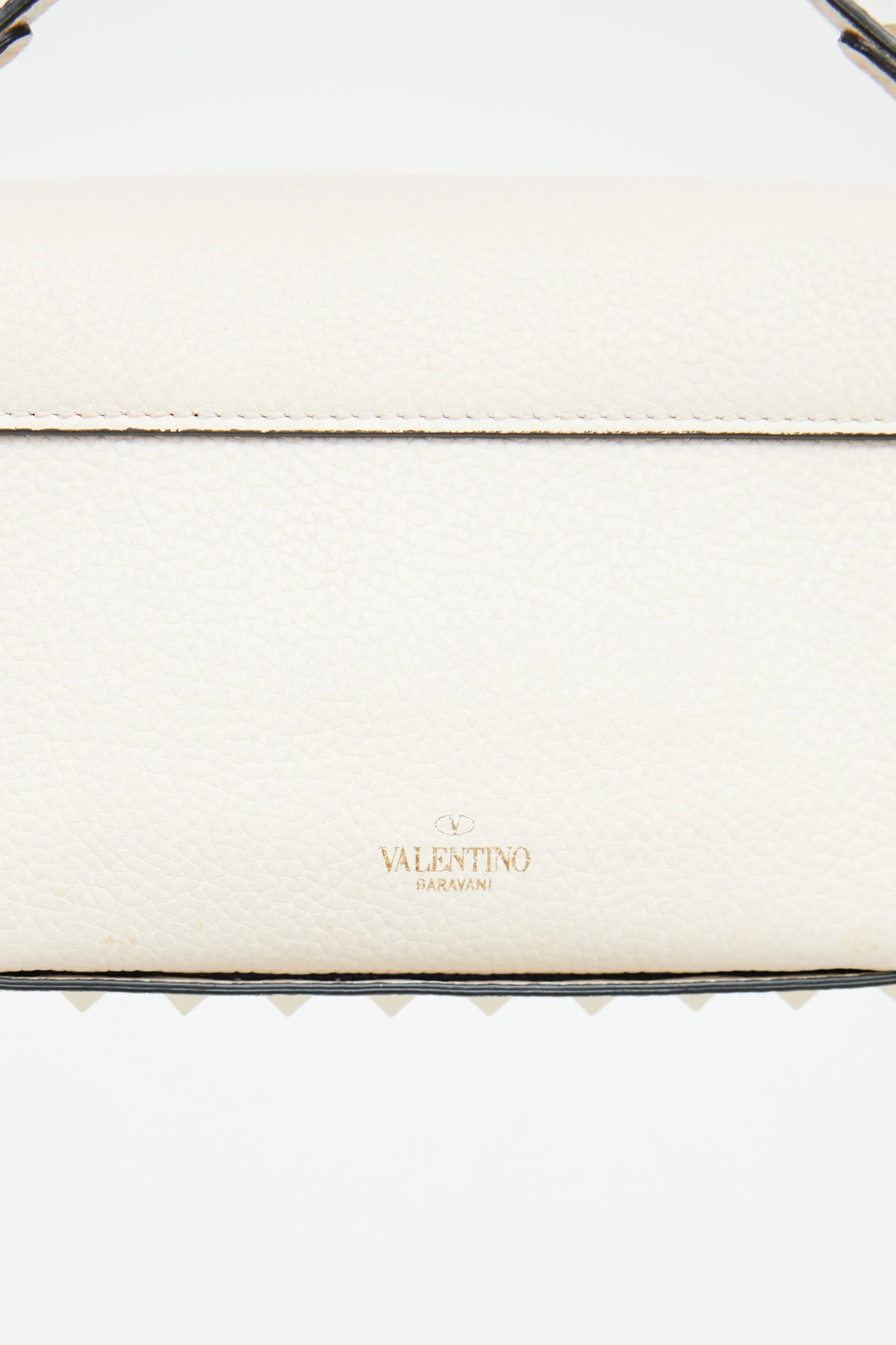 Cream Small Leather Rockstud Crossbody Bag