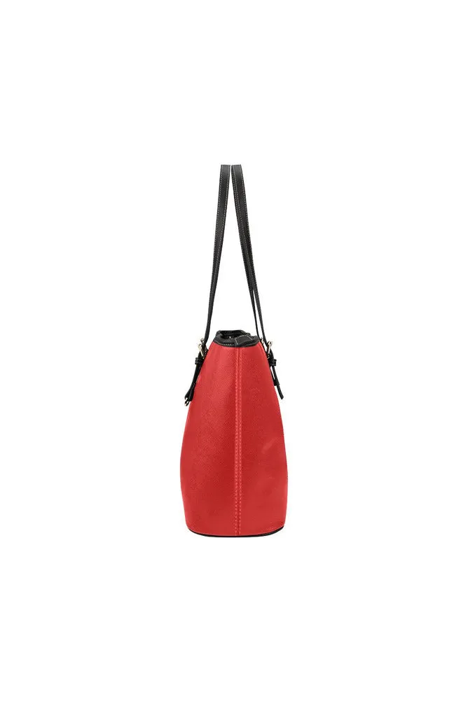 Crimson Red Leather Tote Bag/Small