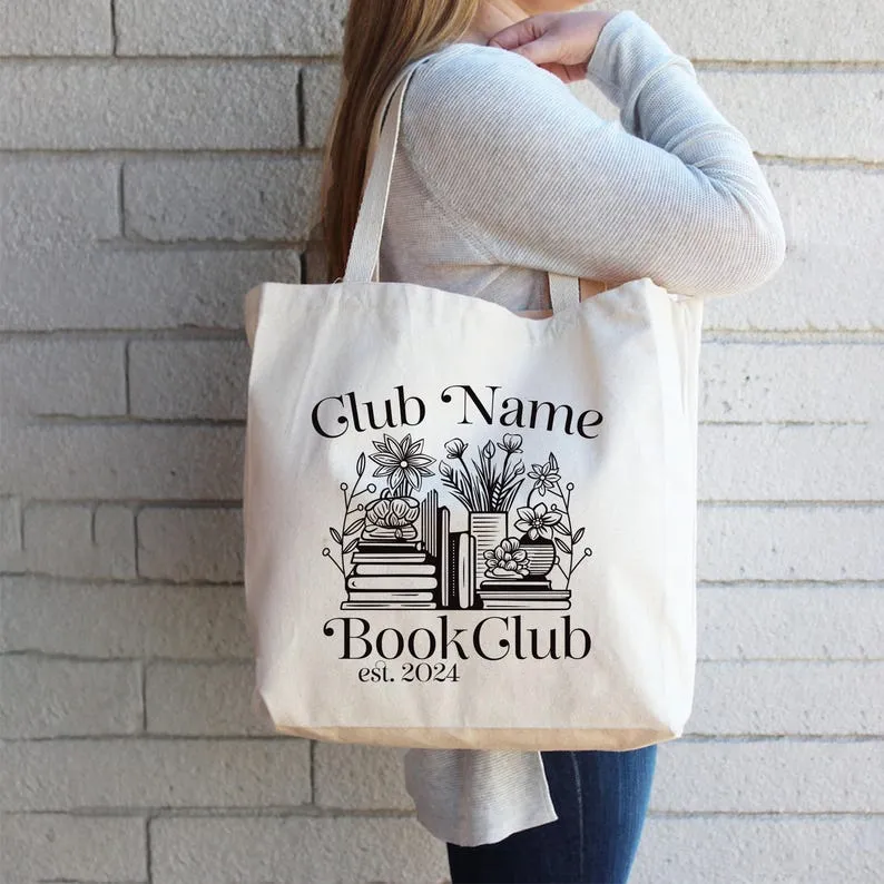 Custom Book Club Tote Bag, Personalized Reading Club Tote Bag