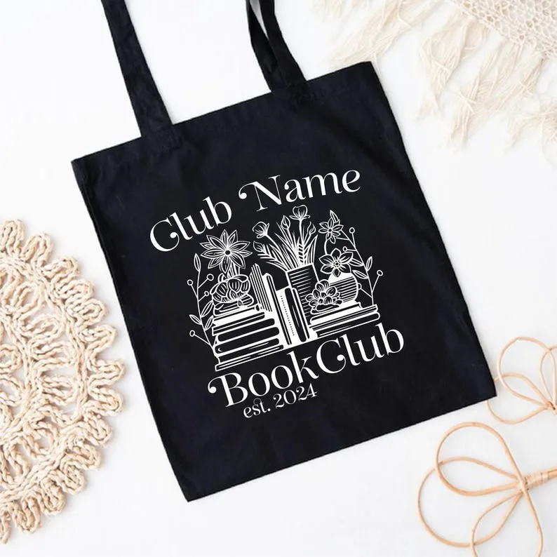 Custom Book Club Tote Bag, Personalized Reading Club Tote Bag