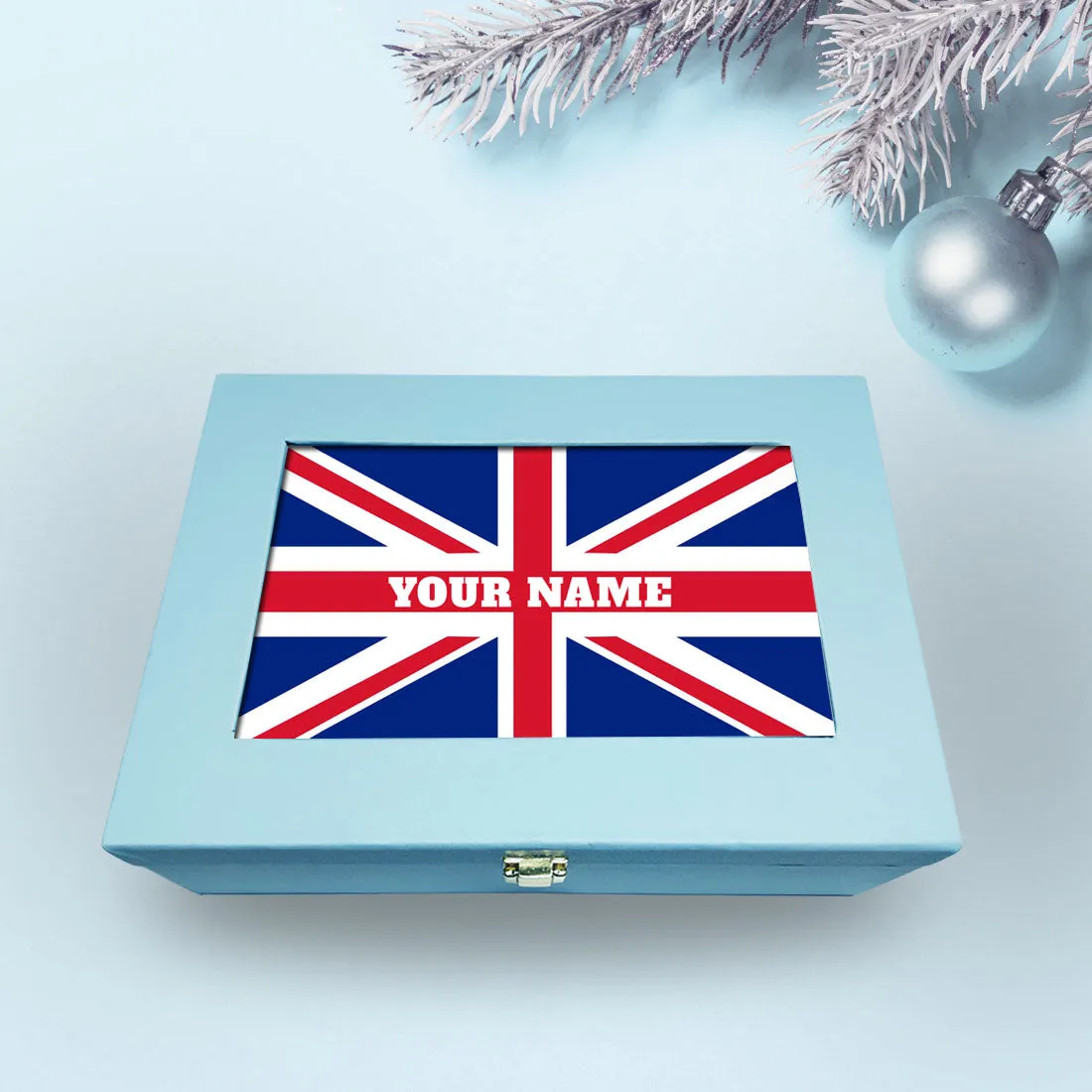 Customized Gift Boxes for Women Men Vegan Leather Add Name - UK Flag