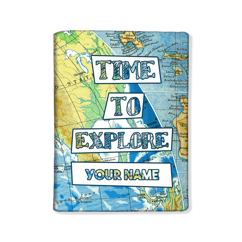 Customized Passport Cover with Luggage Tag Set - Time to Explorer Map