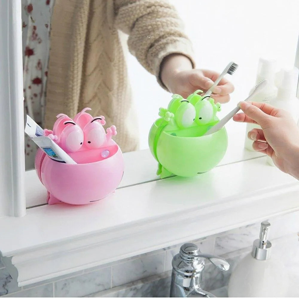 Cute Frogs Wall Suction Bathroom Accessories Toothbrush Toothpaste Holders