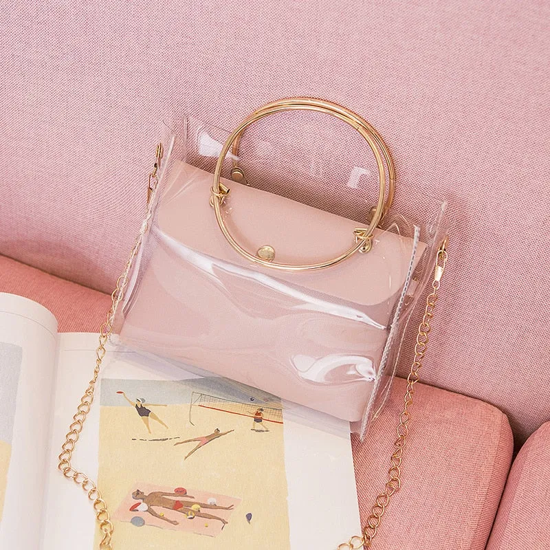 Darianrojas Design Luxury Handbag Women Transparent Bucket Bag Clear PVC Jelly Small Shoulder Bag Female Chain Crossbody Messenger Bags