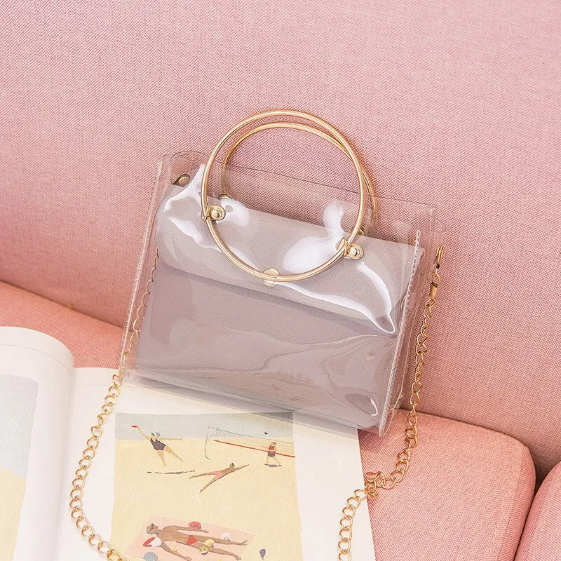 Darianrojas Design Luxury Handbag Women Transparent Bucket Bag Clear PVC Jelly Small Shoulder Bag Female Chain Crossbody Messenger Bags