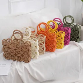 Devin Multi Circles Woven Straw Tote Bags - 7 Colors