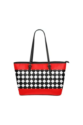 diamond red accented  Leather Tote Bag/Small