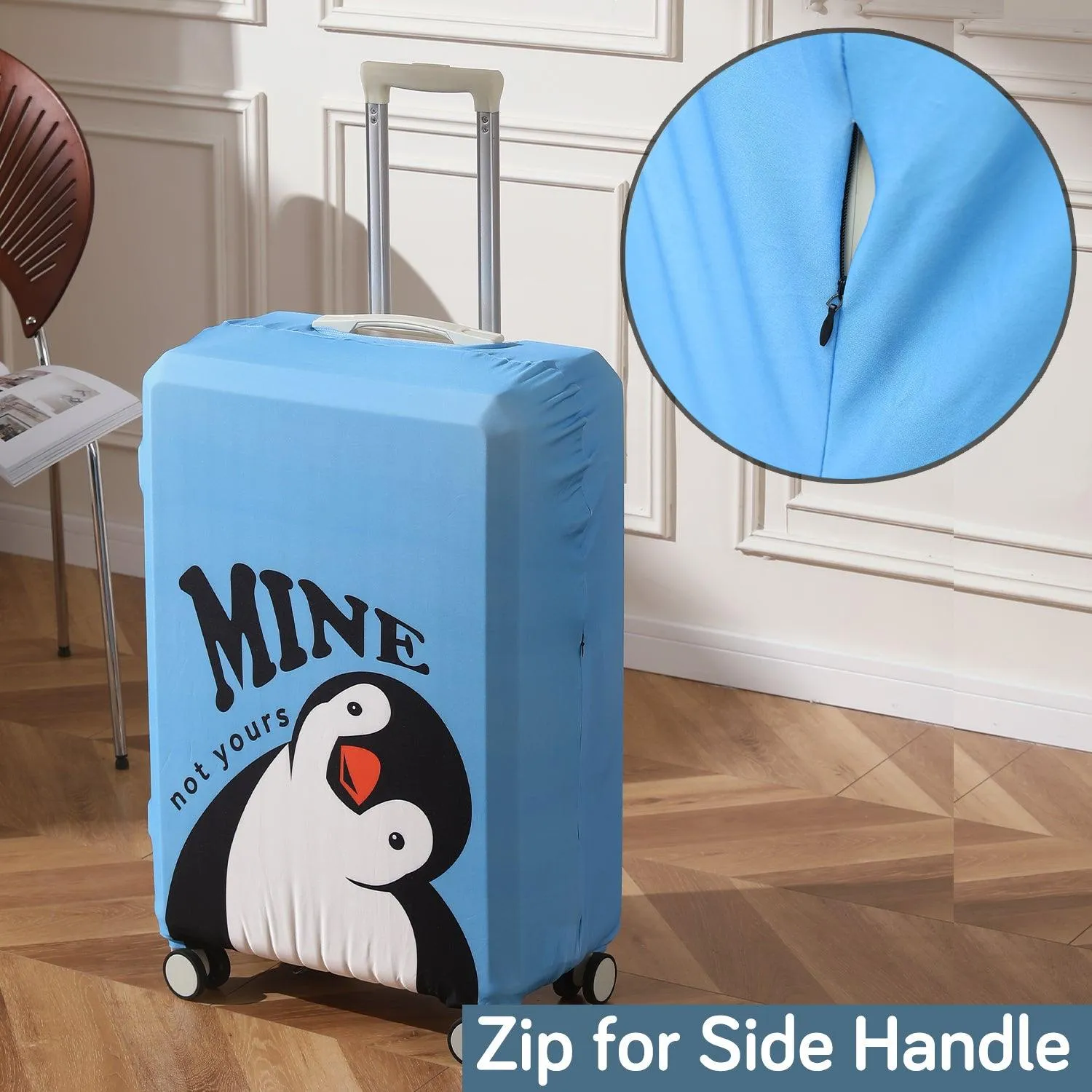 Durable 180 GSM Suitcase Covers S/M/L -Size for Trolley Suitcase, Blue Waddling Penguin