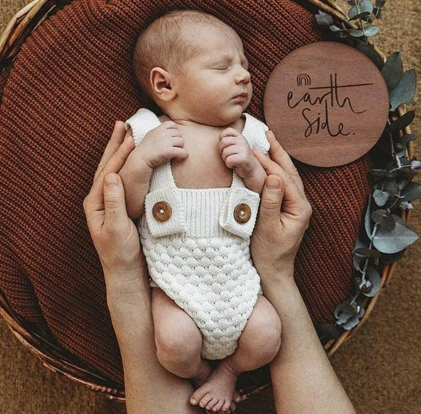 Earth Side Wooden Birth Announcement Disc