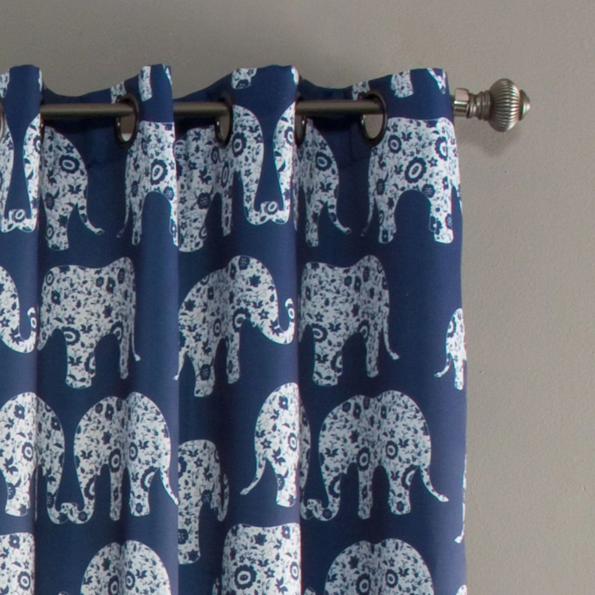 Elephant Parade Light Filtering Window Curtains Set